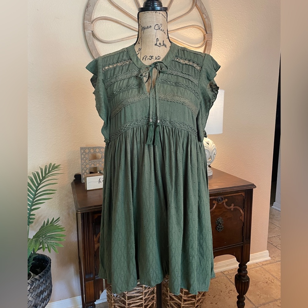 Green Ruffled Women's Dress